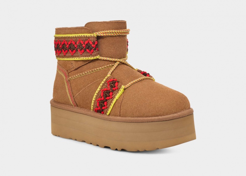 Ugg Classic Mini II Braid Ženske Čizme S Ortopedskom Petom Smeđe | JRF306475