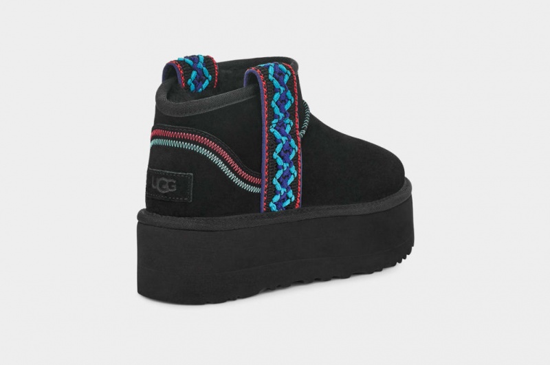 Ugg Classic Ultra Mini Braid Ženske Čizme S Ortopedskom Petom Crne | QRJ086175