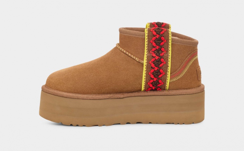 Ugg Classic Ultra Mini Braid Ženske Čizme S Ortopedskom Petom Smeđe | KMX758104