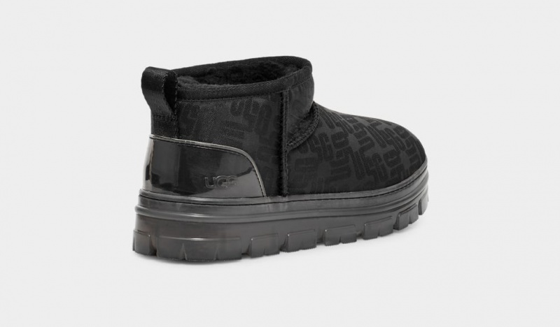 Ugg Classic Ultra Mini Monogram Ženske Cizme Crne | OIG492183