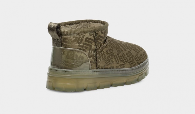 Ugg Classic Ultra Mini Monogram Ženske Cizme Maslinasto Zelene | HPV570892