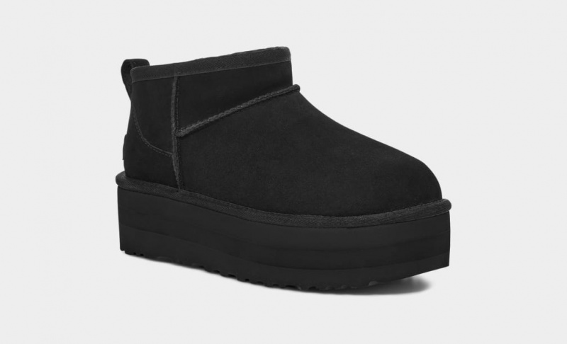 Ugg Classic Ultra Mini Ženske Čizme S Ortopedskom Petom Crne | VRQ810524