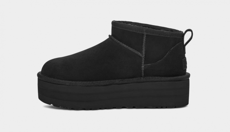Ugg Classic Ultra Mini Ženske Čizme S Ortopedskom Petom Crne | VRQ810524