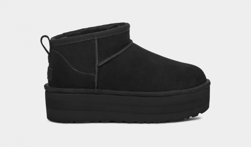 Ugg Classic Ultra Mini Ženske Čizme S Ortopedskom Petom Crne | VRQ810524