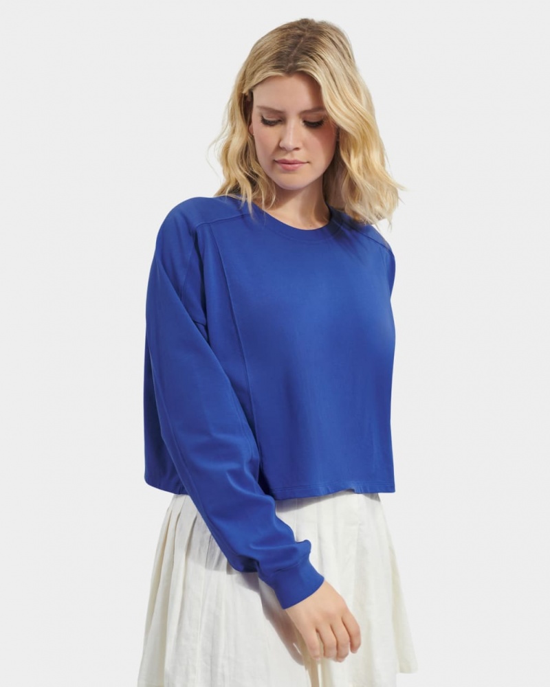 Ugg Delylah Long Sleeve Crop Ženske Topi Plave | BAV349206