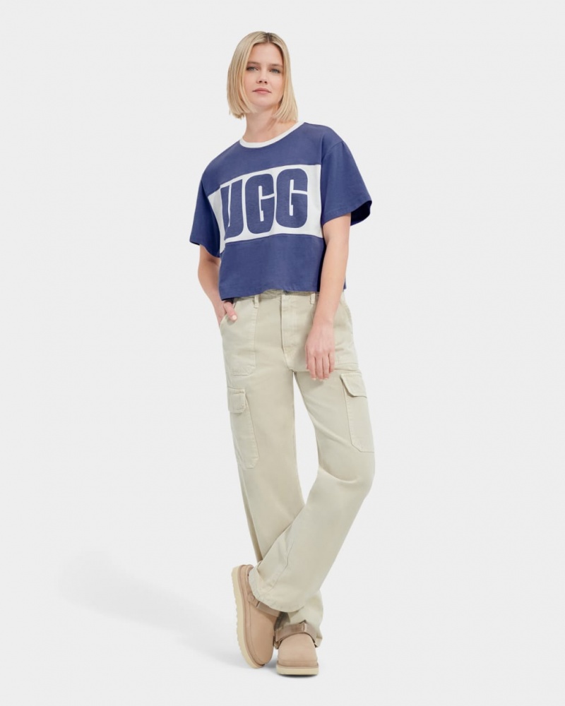 Ugg Jordene Colorblocked Logo Ženske Topi Plave | DGI365201