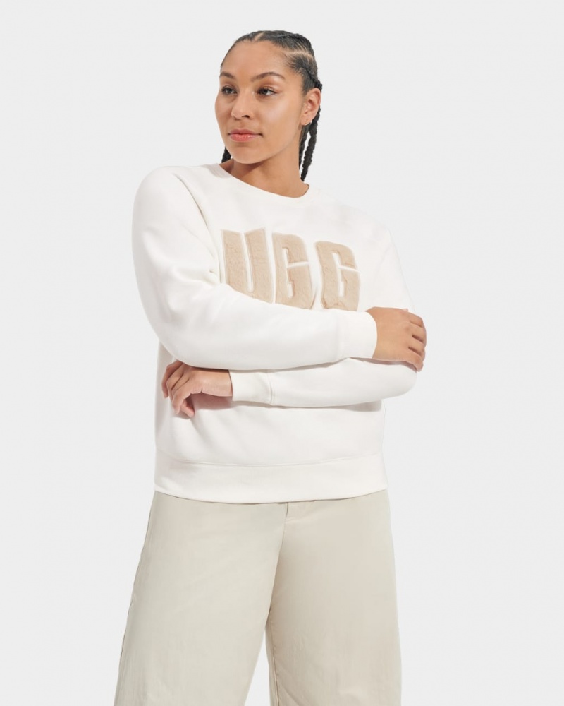 Ugg Madeline Fuzzy Logo Crewneck Ženske Dukserice Smeđe | YVO473098