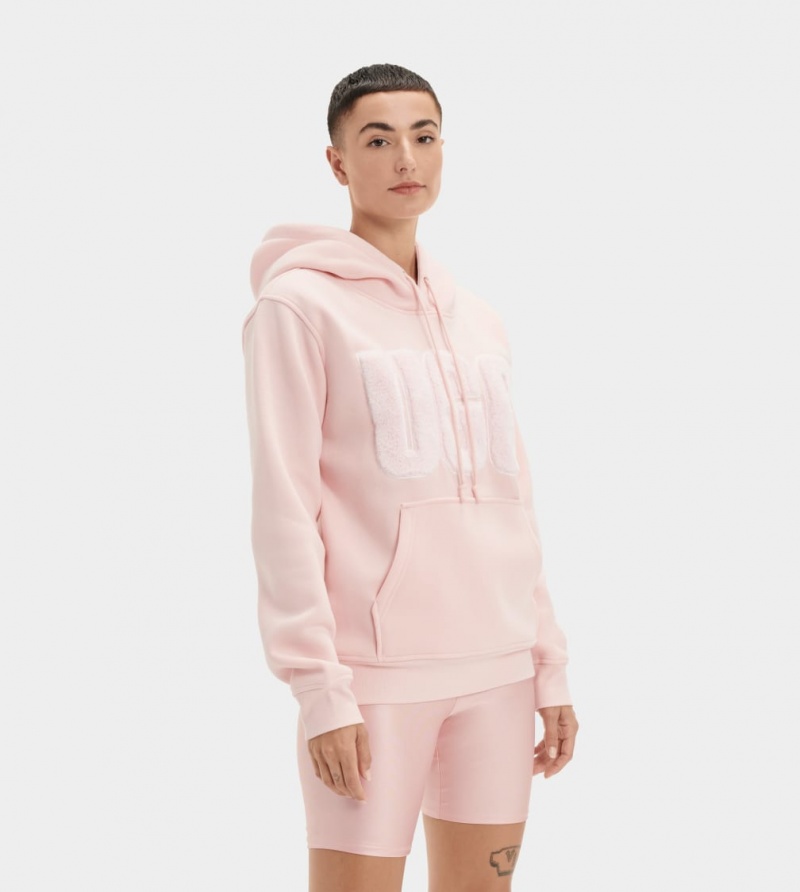 Ugg Rey Fuzzy Logo Ženske Majica S Kapuljačom Roze | FKS714039