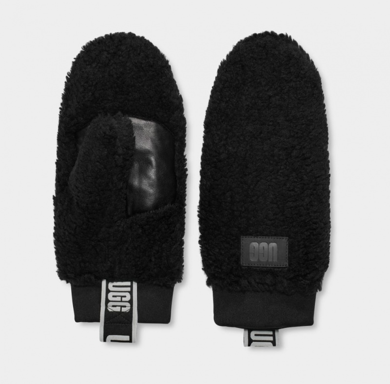 Ugg Sherpa Mitten W Logo Tape Ženske Gloves Crne | XUF315987